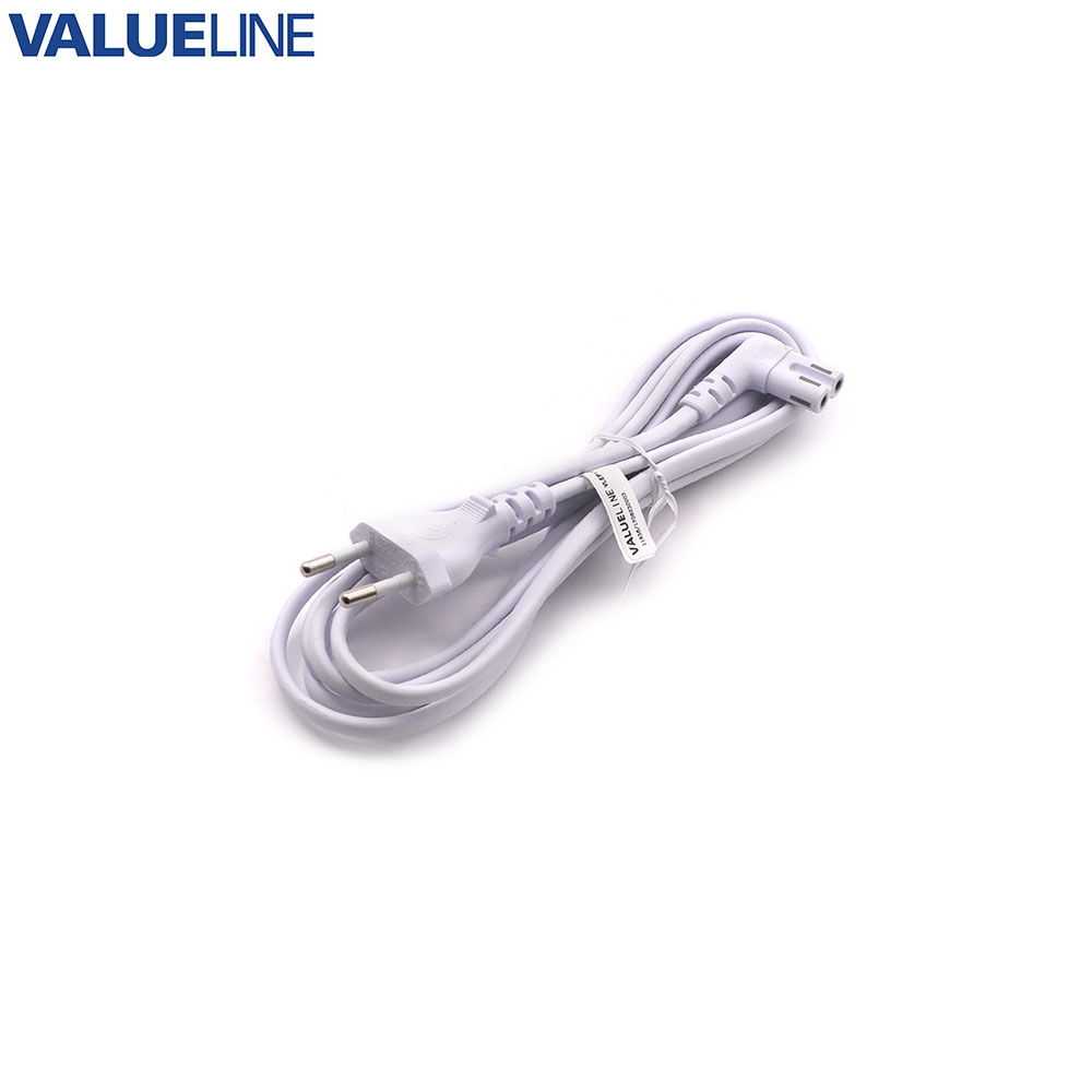 Power Cable | EU Plug - 2-Prong | 2x0.75mm | White | 2M | 90 Degree | Valueline