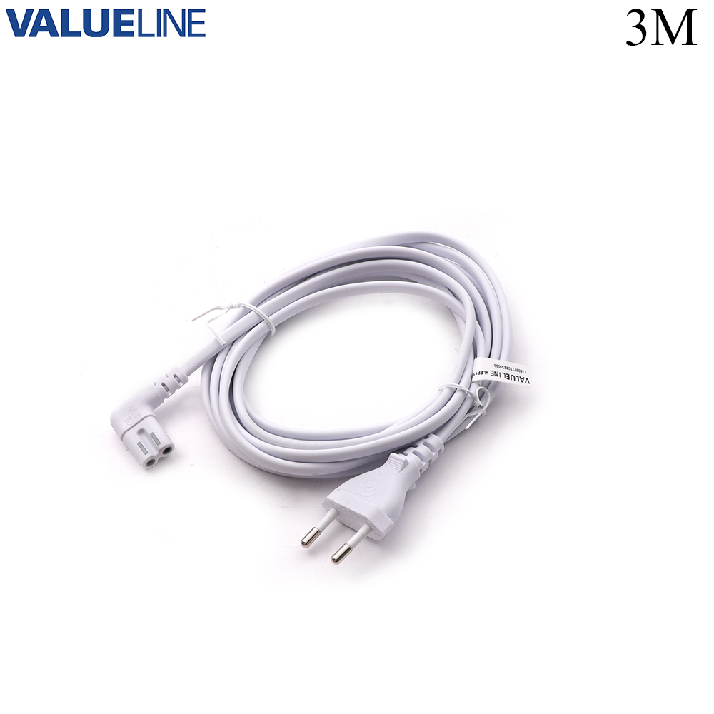 Power Cable | EU Plug - 2-Prong | 2x0.75mm | 90 Degree | White | 3M | Valueline