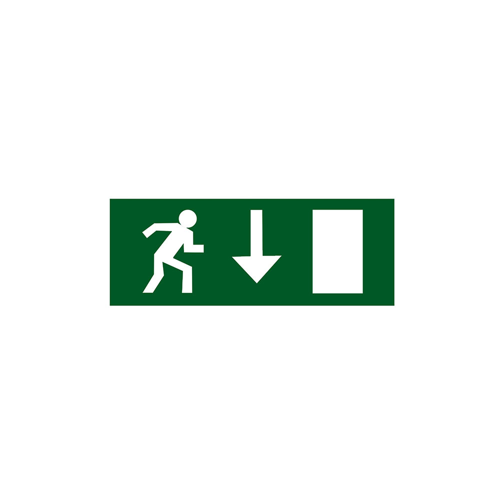 Exit Sign Sticker | Arrow Down & Man | 30x10cm